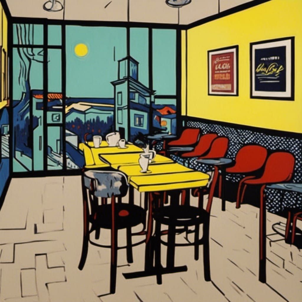 Night Cafe with Pop Art Walls