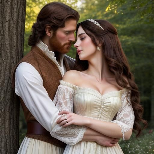 Romantic Royal Couple Cuddle in Regency Setting