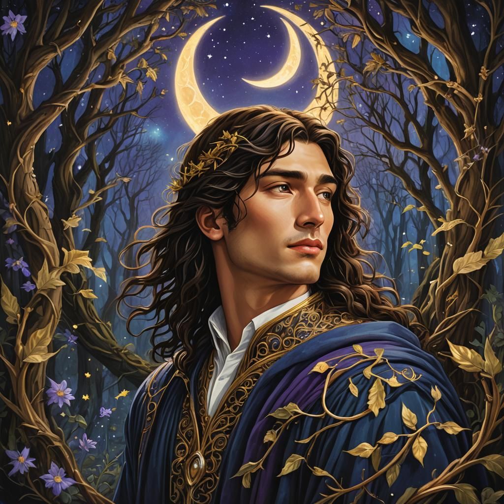 Mystical Forest Portrait in Art Nouveau Style