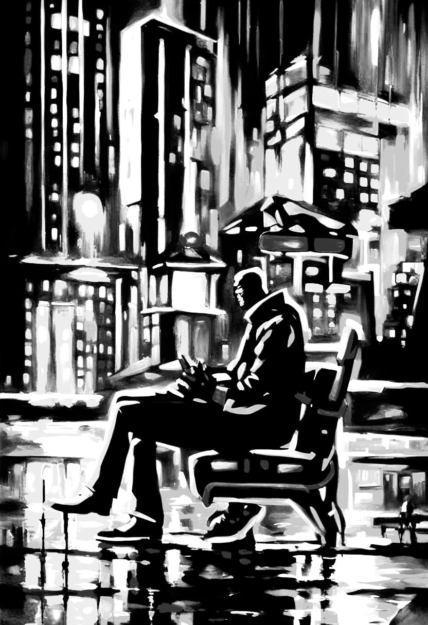 Creepy Abstract Painting with Cyberpunk Elements