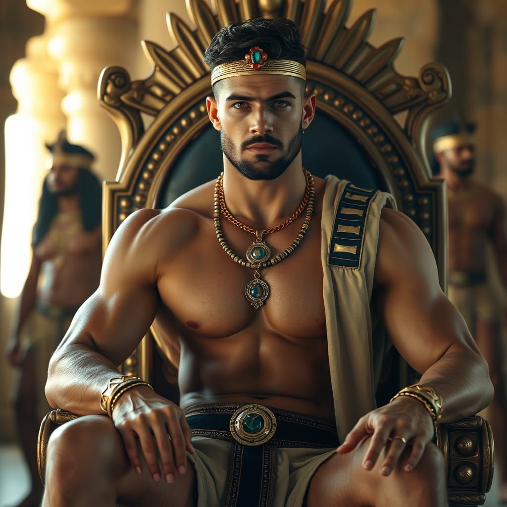 Greek God-King on Throne in Golden Light