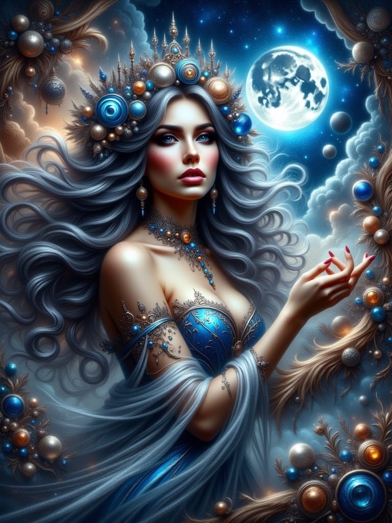 Celestial Goddess Emerging from Nebula in ArtGerm Style