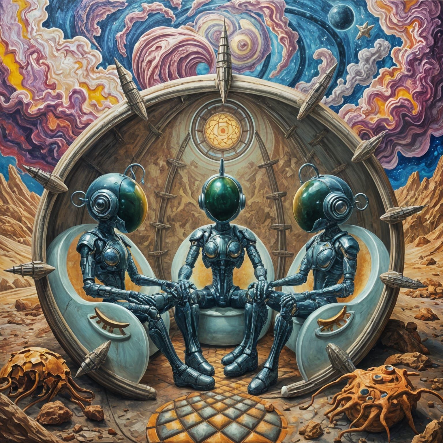 Surreal Energy Bots in Cosmic Impasto Landscape