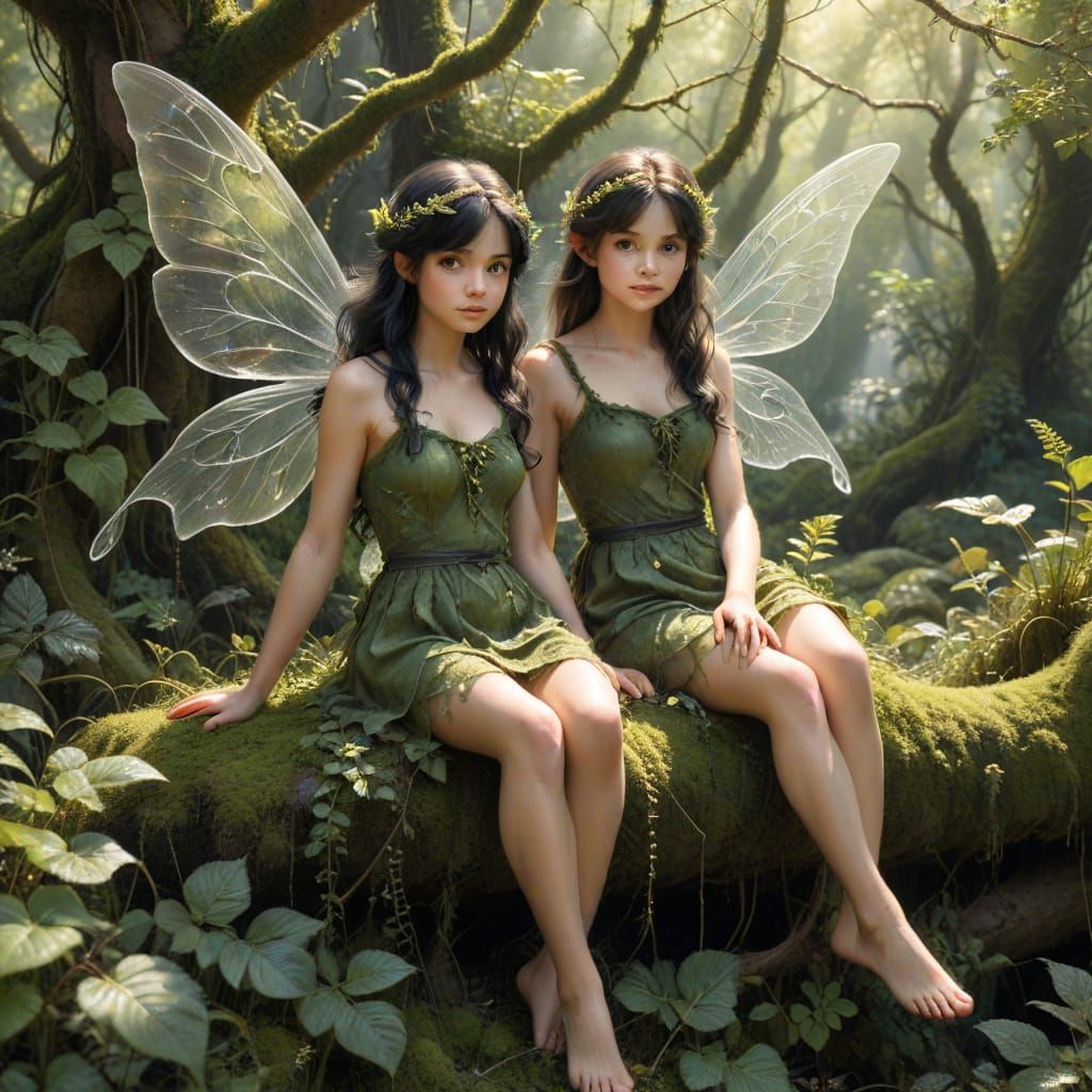 Fairies in Sunlight: Realistic Pencil Sketch