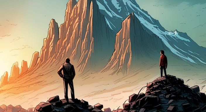 Man Confronts Giant Monsters: Comic Book Art