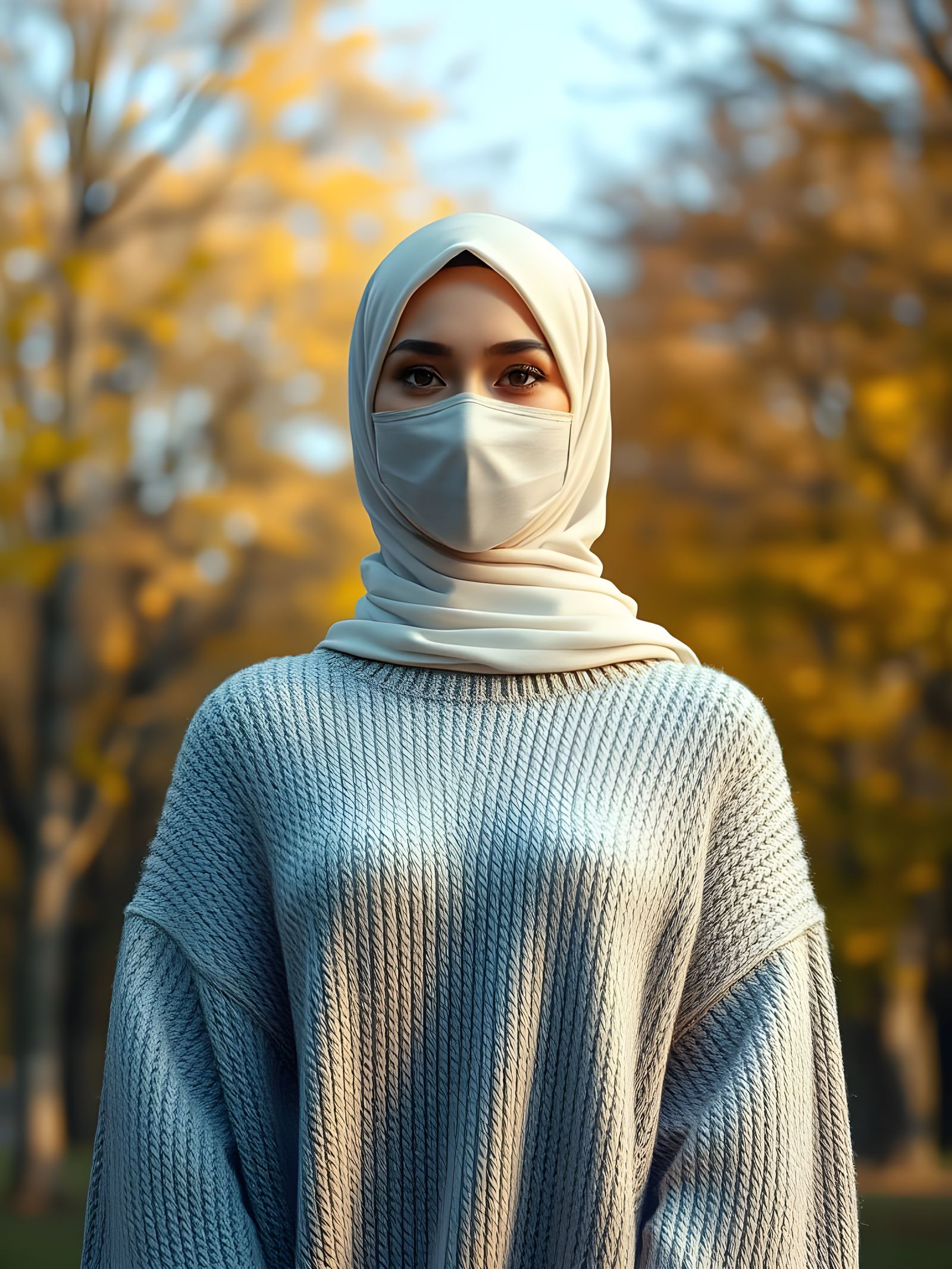 European Woman in Hijab, Digital Art Portrait