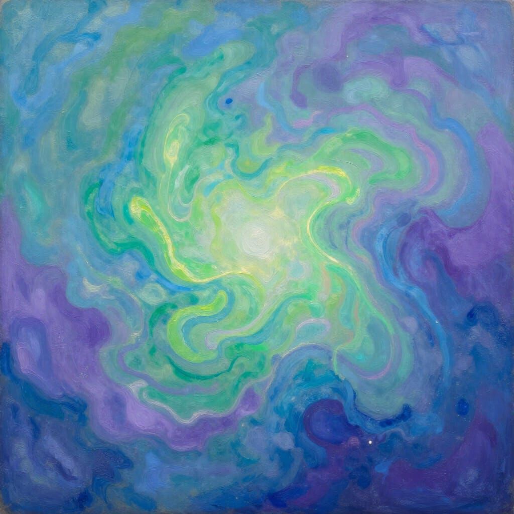 Abstract Unity Landscape Painting with Ethereal Light