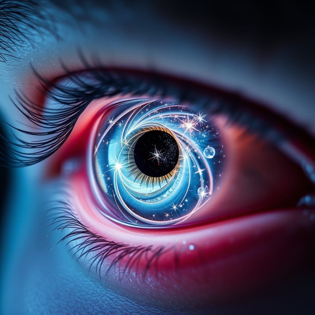 Stellar Eye: Hyperealistic Digital Art with Swirling Stars