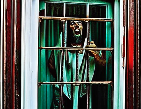 Deranged Prisoner and Full Moon: Expressionist Digital Art