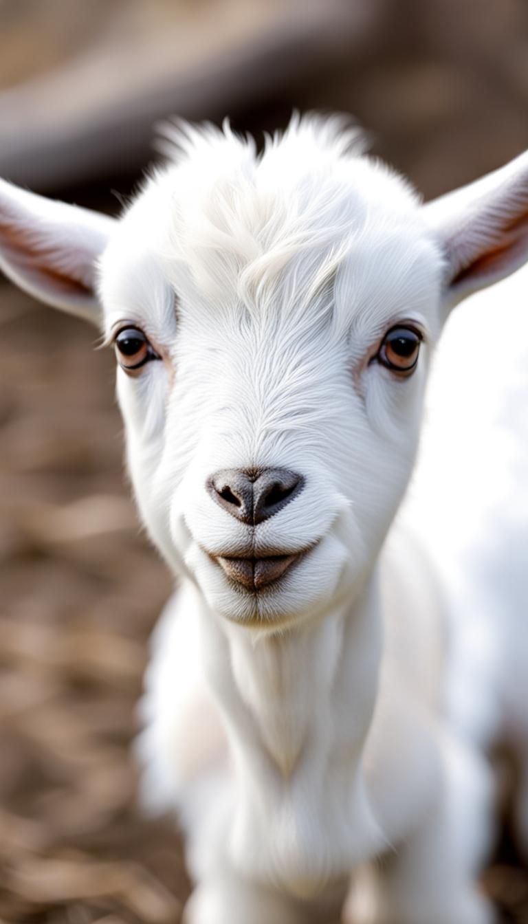 Close-up of a Cute Baby Goat Face