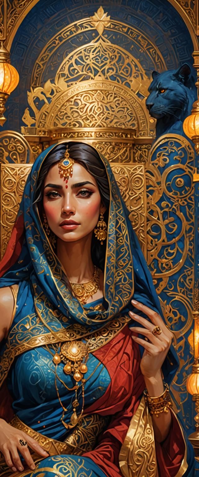 Goddess on Arabic Throne: Fantasy Digital Painting