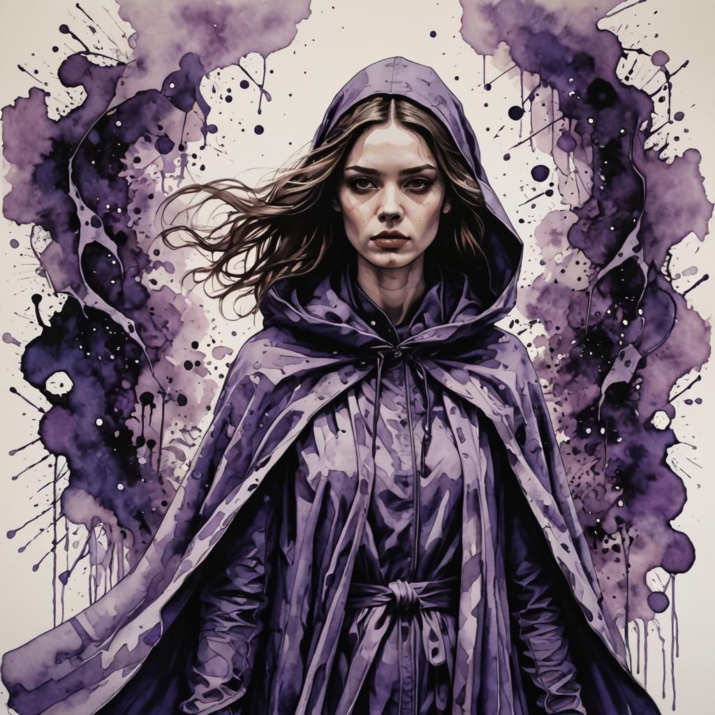 Inked Lilac Woman in Synchronized Chaos