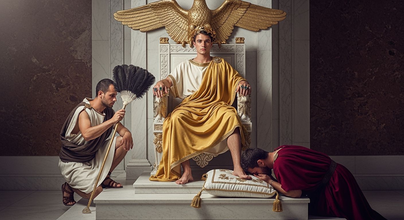 Opulent Roman Emperor on Eagle Throne