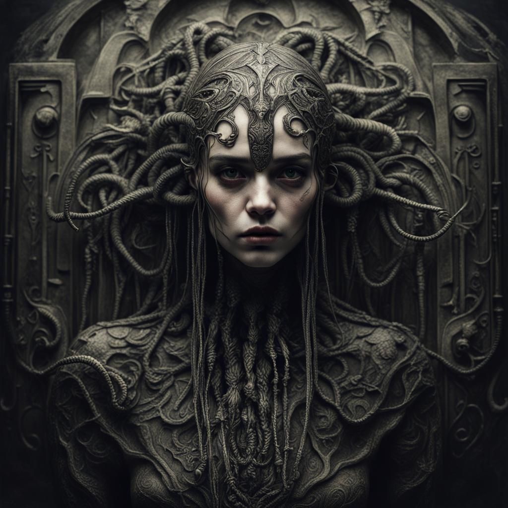 Surreal Bondslave Portrait in Art Nouveau Style