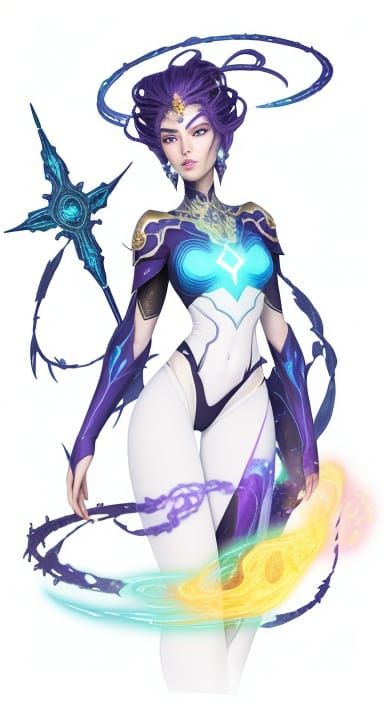 Ethereal Woman Hero with Cosmic Aura