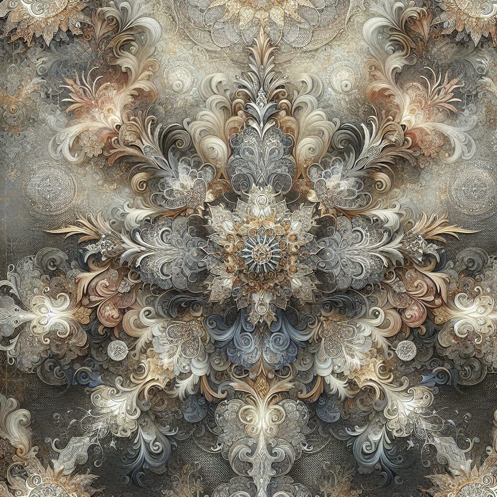 Intricate Filigree Digital Paper in Romantic Art Style