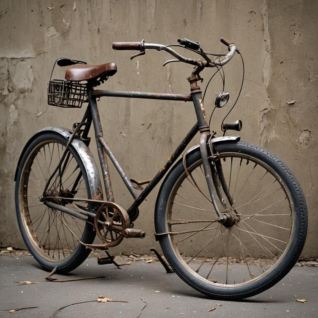 Worn Bicycle in Shabby Condition: 3D Anime Art