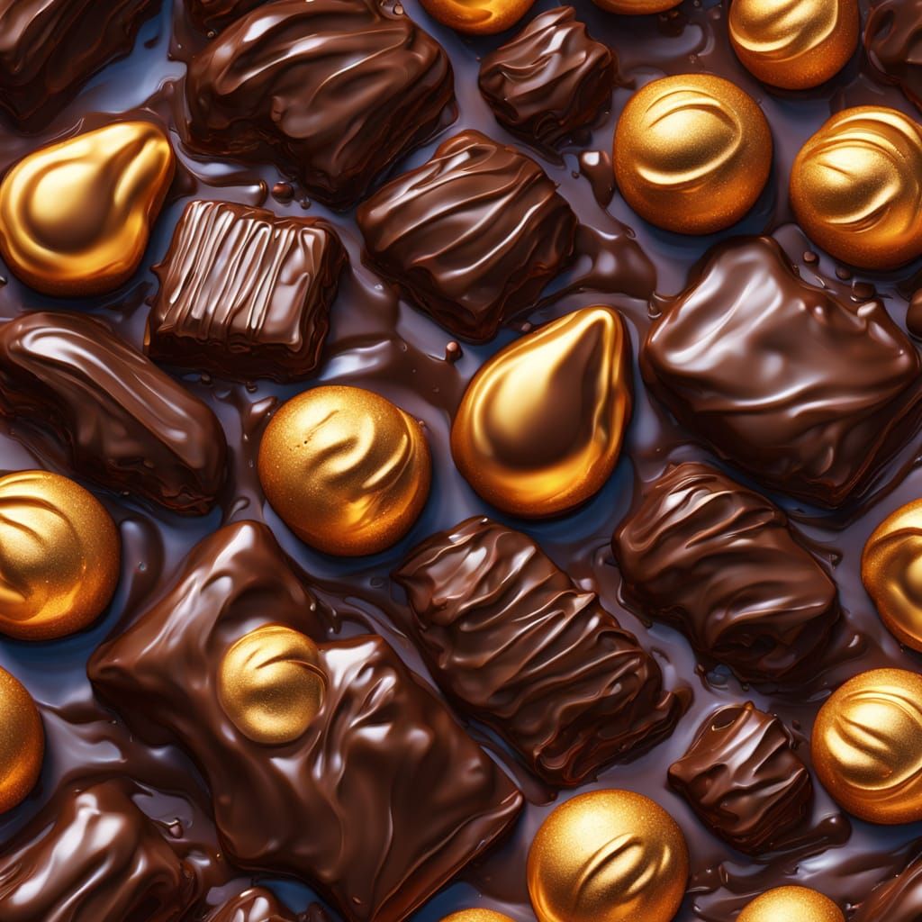 Towering Chocolate Sculpture in Golden Light