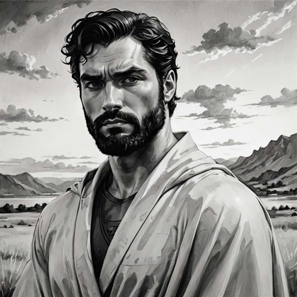 Striking Black and White Portrait of a Handsome Man