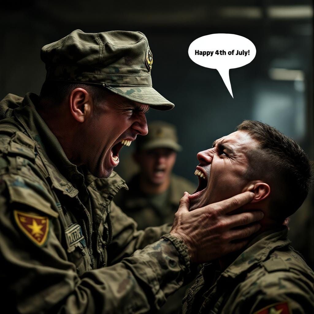 Angry Drill Sergeant Yells "Happy 4th of July!"
