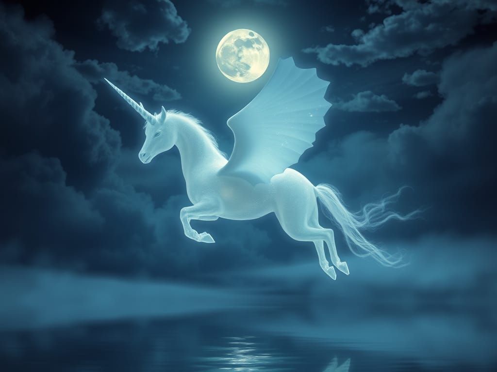 Licorne ailée de brume