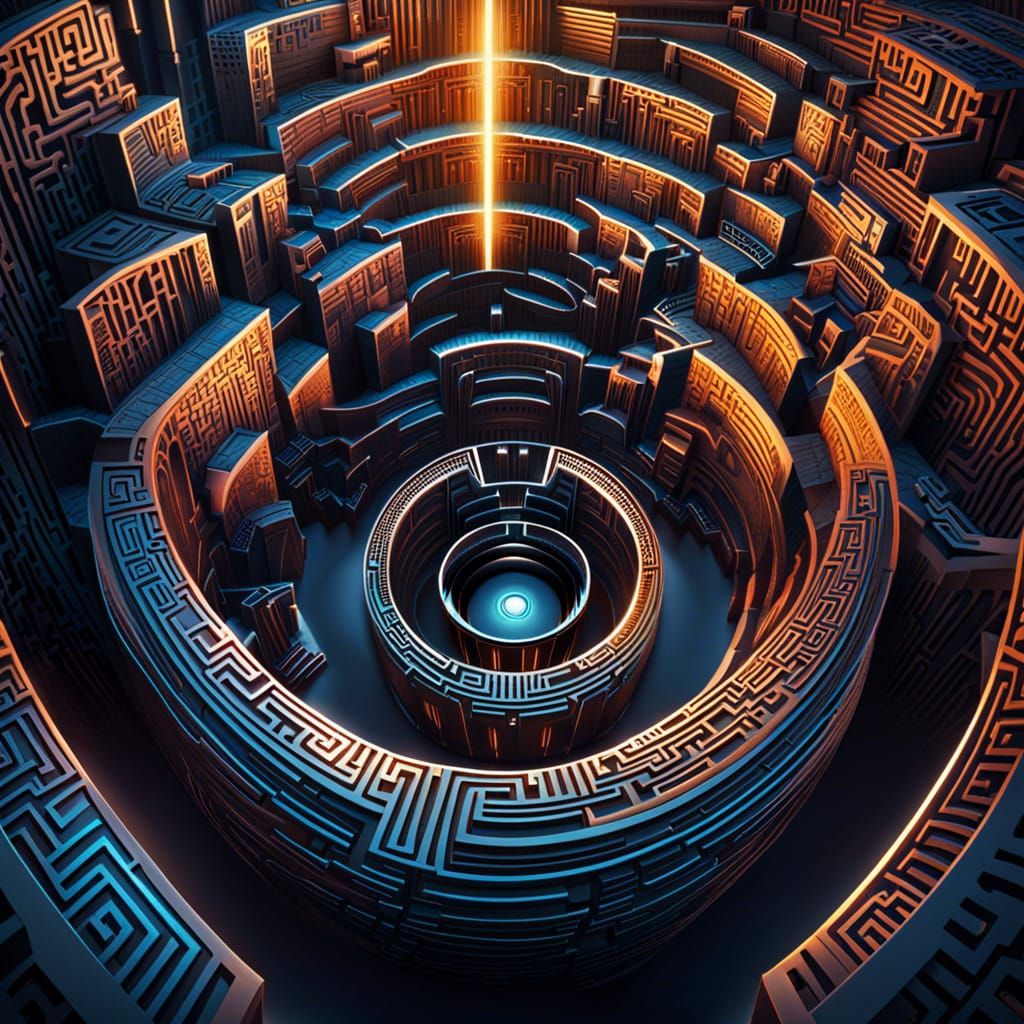 Hyperdetailed Maze with Dynamic Lighting in Fantasy Art