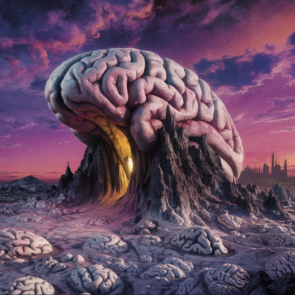 Brain Mountain Landscape in Matte Painting Style