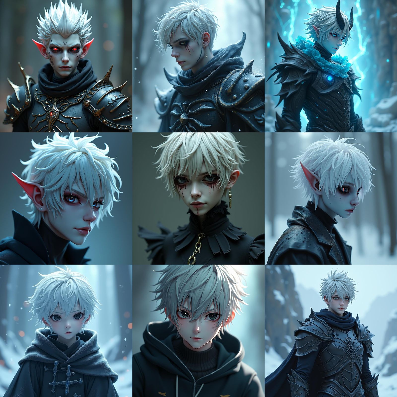 Platinum Blond Undead Demon in Anime Style