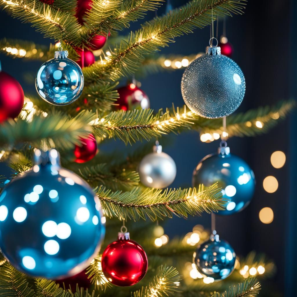 Futuristic Christmas Tree Ornaments Evoking Holiday Spirit