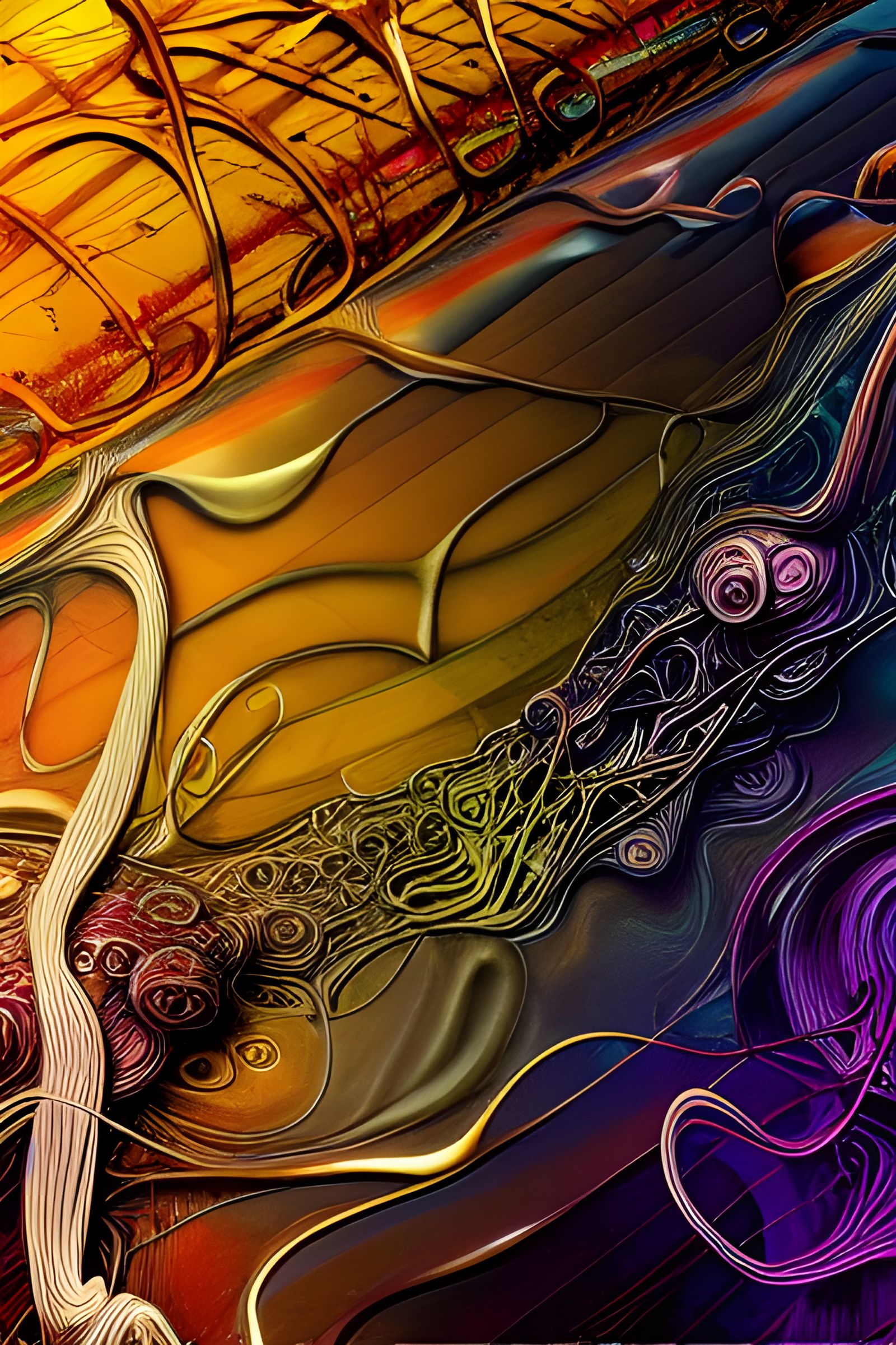 Abstract Gold Cycles with Elegant 3D Shading