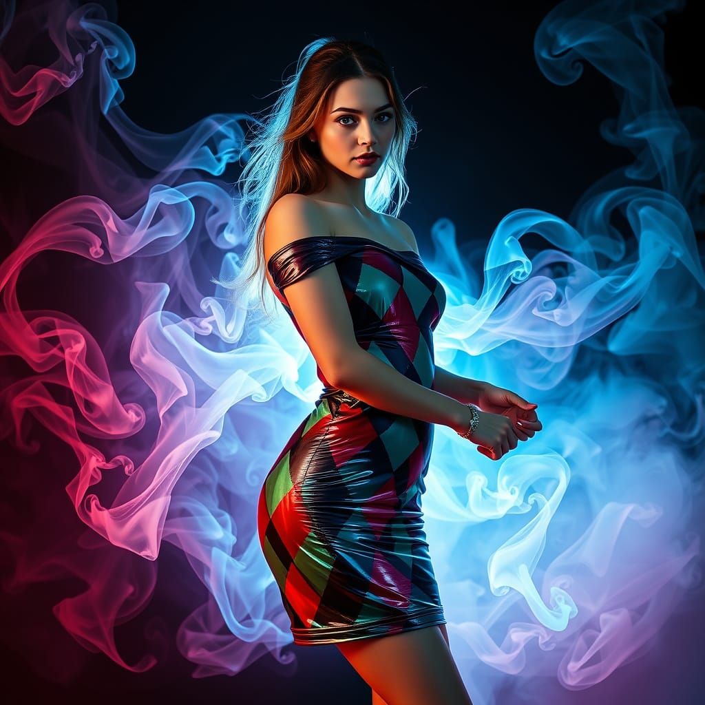 Mystical Harlequin Goddess in Dissolving Latex