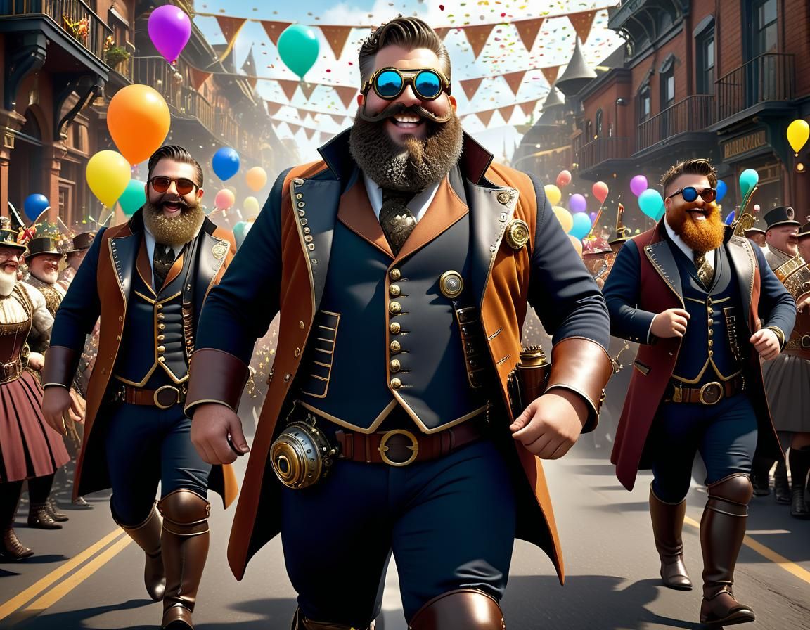 Steampunk Parade of Bearded Men