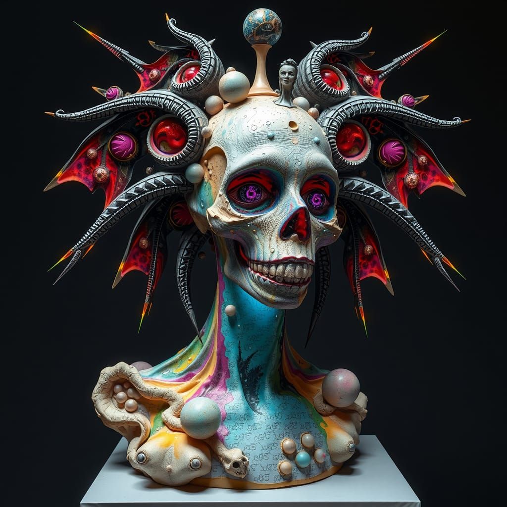 Celestial Glitch Dark Academia Sculpture