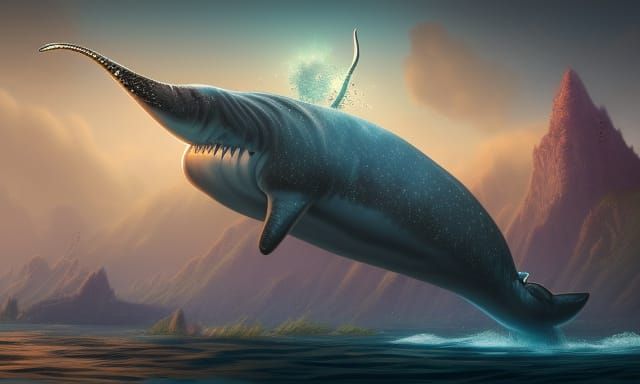 Fantastical Narwhal Concept Art in Deep Color