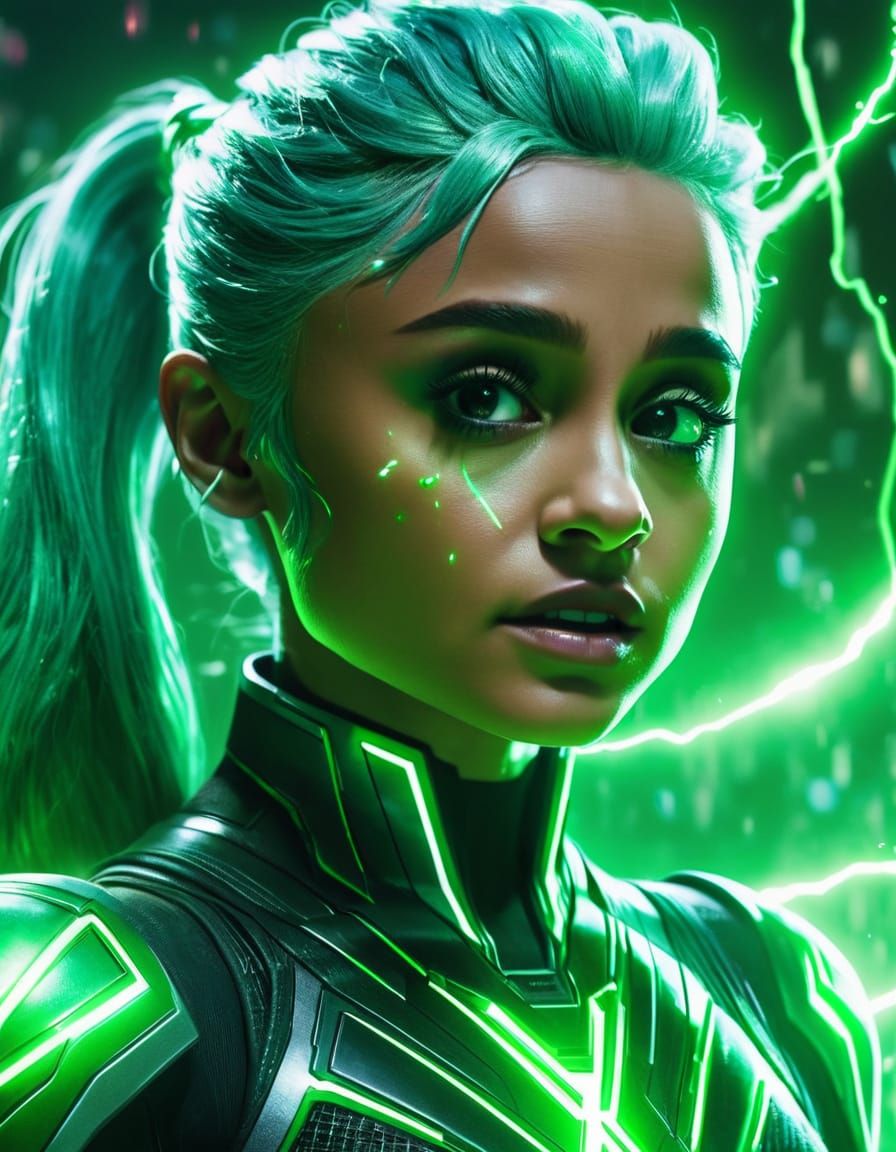 Ariana Grande as Polaris: Magnetic Powers in Comic Art Style