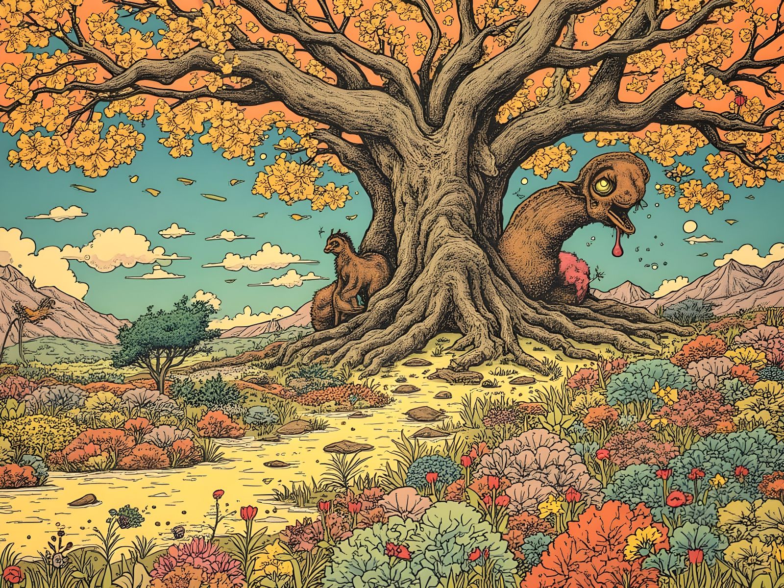 Surreal Creatures in a Detailed Collage