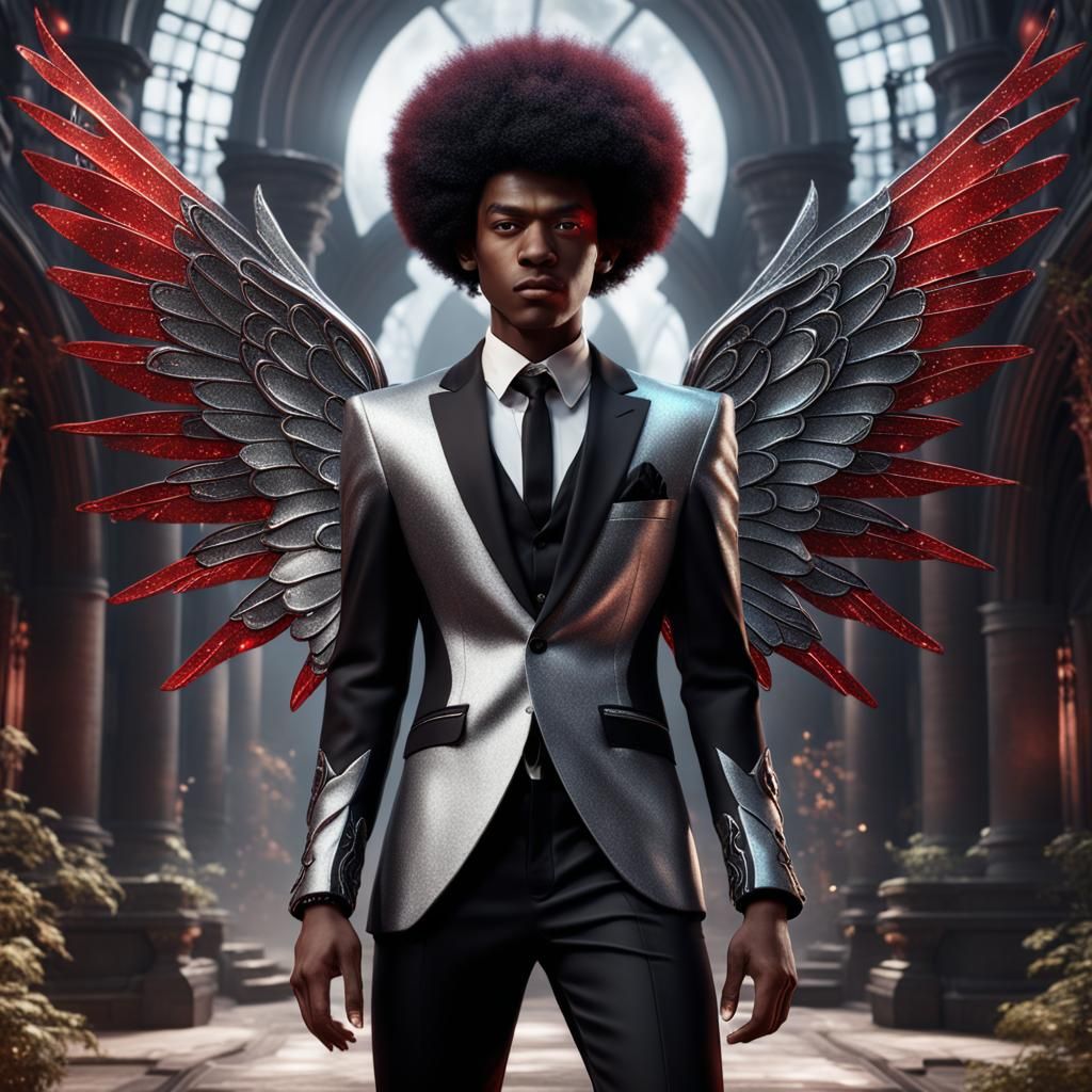 Teenage Boy with Fairy Wings, Detailed Digital Art