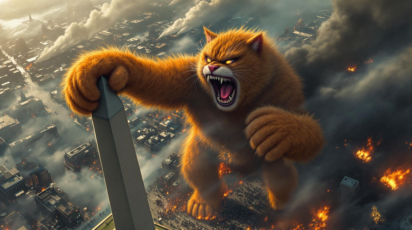 Giant Cat Kong Wreaks Havoc in Washington DC