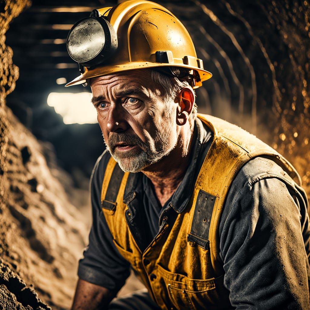 Coal Miner in Golden Light: Gritty Realistic Photography