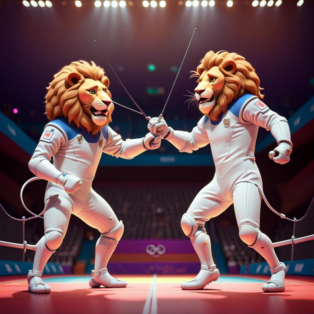 Fencing Lions - Animal Olympics