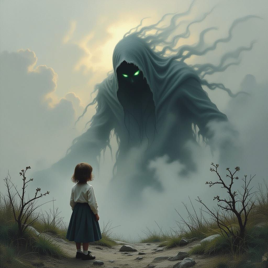 Child Confronts Ghost in Horror Style