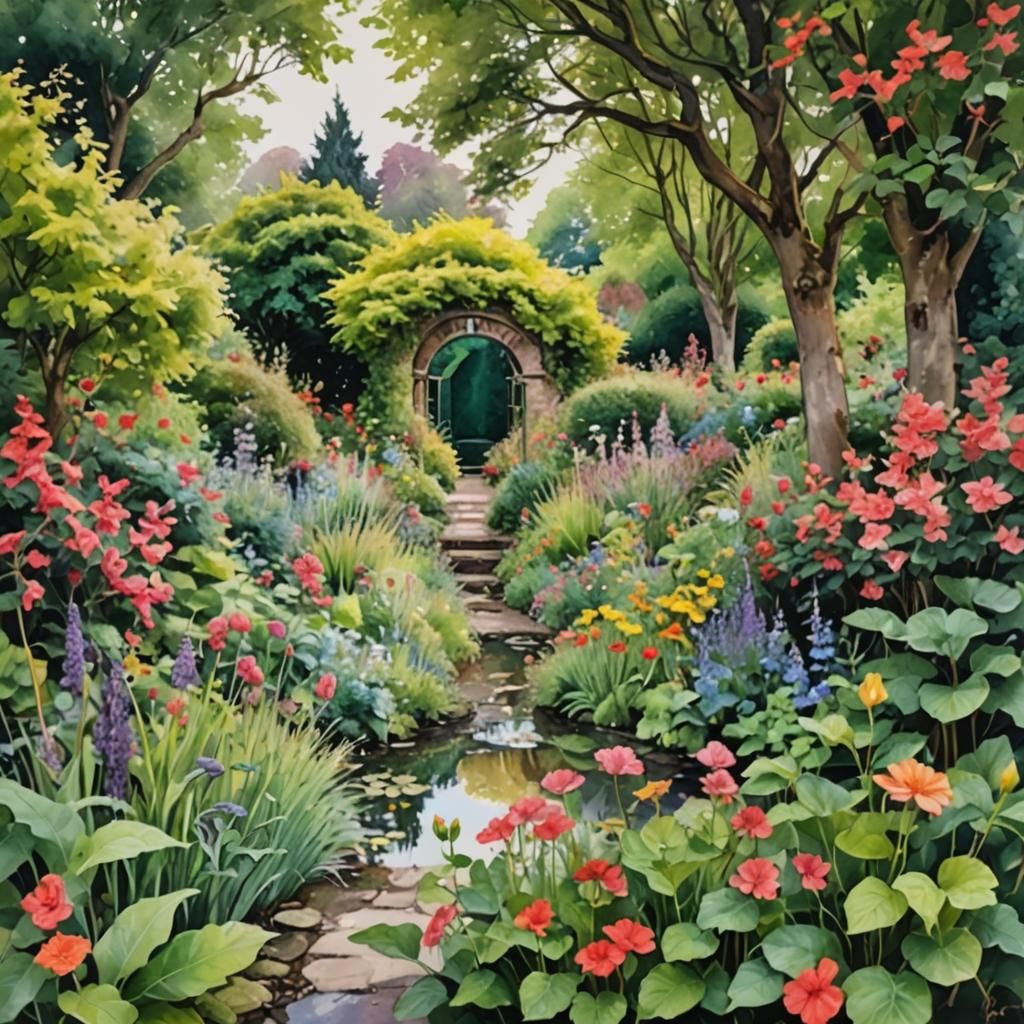 Secret English Garden: Abstract Watercolor Art