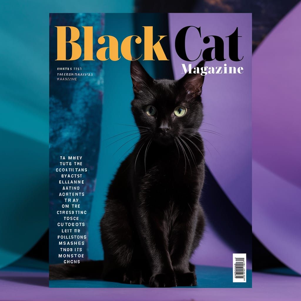 Black Cat Magazine Cover with Sleek Cat
