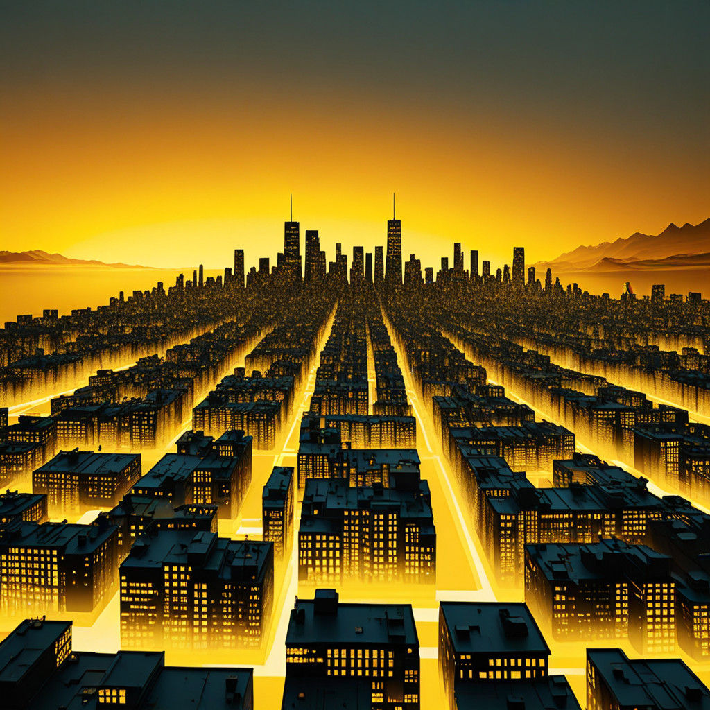 Image of the amazing and fantastical golden hour yellow on y...