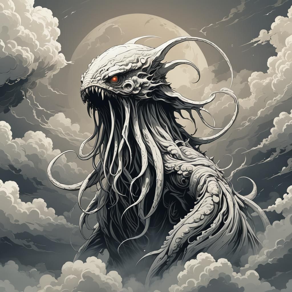 Eerie Lovecraftian Creature in Retro Dungeons Style