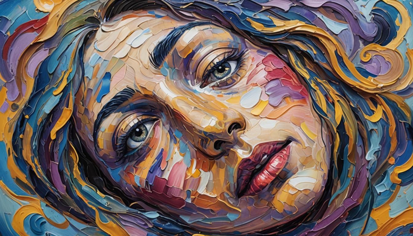 Swirling Face in Neo-Impressionistic Style