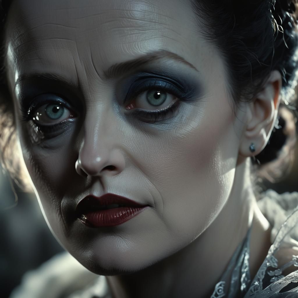 Mysterious Woman's Portrait in Dark Romanticism Style