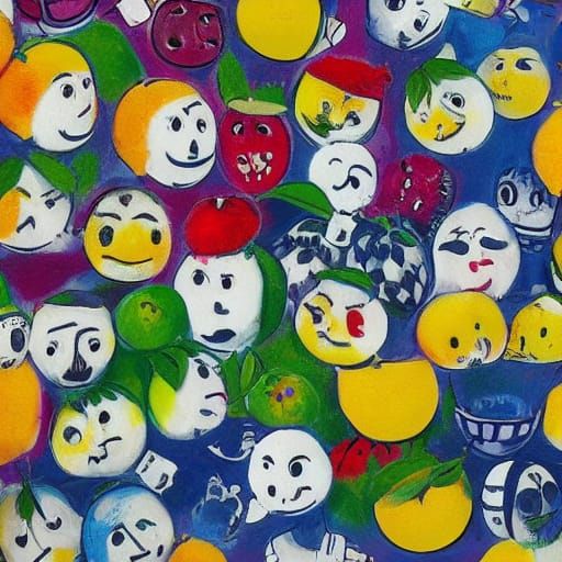 Intricate Fruits with Whimsical Faces