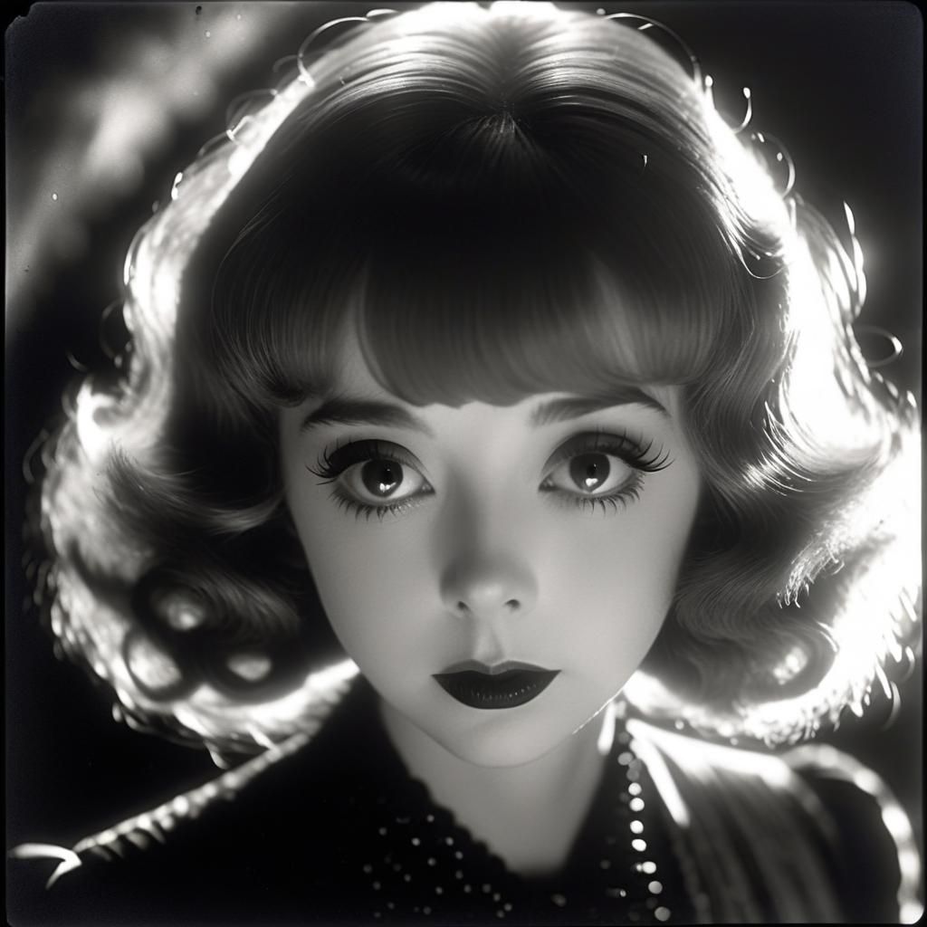 Distressed Greyscale Portrait in Burtonesque Style