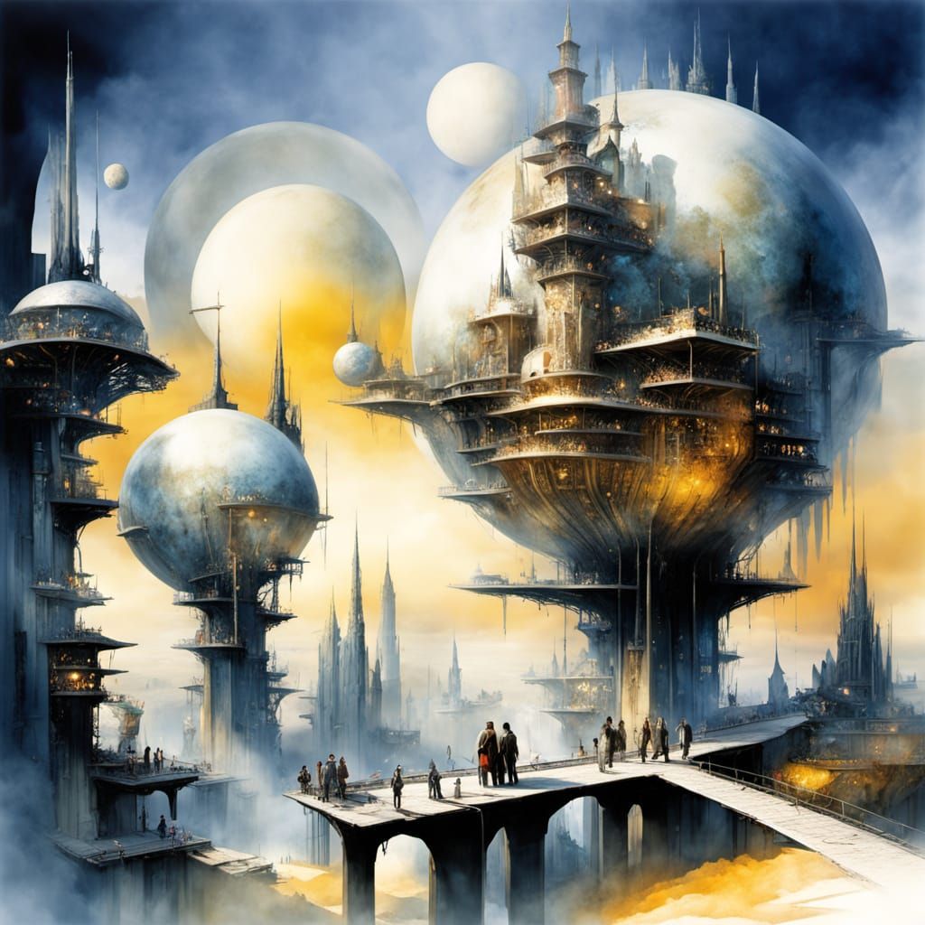 The Spirahedron manifests as a vast spherical edifice enwrap...